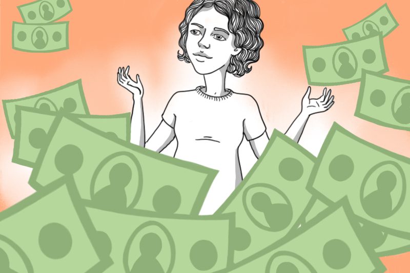 Woman Surrounded By Money From Apps That Pay Cash The Money Manual