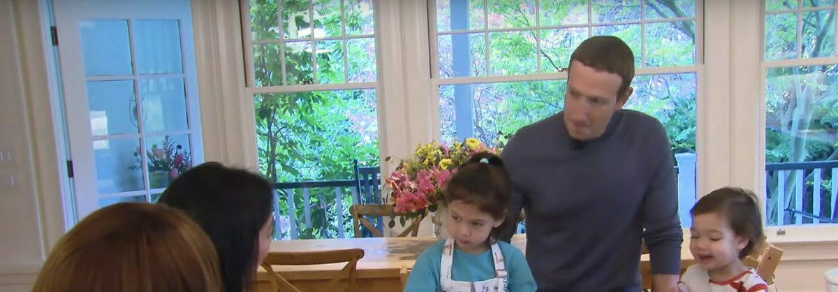 Mark Zuckerberg at the table at home with his family