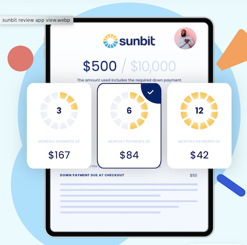 View of Sunbit app showing user dashboard for buy now, pay later payments