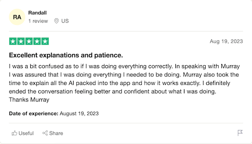 A five-star Bright Money review from a user who had a wonderful customer service experience. 