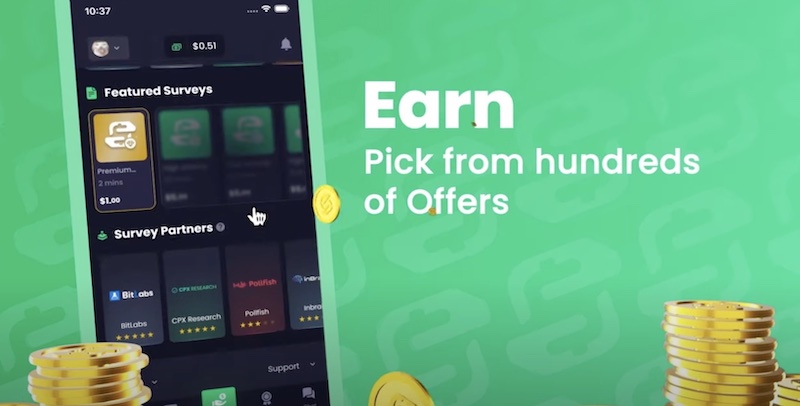 Freecash review showing how you earn money by completing tasks